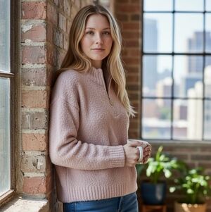 NWT Derek Heart Pink Fuzzy Quarter-Zip Sherpa Pullover